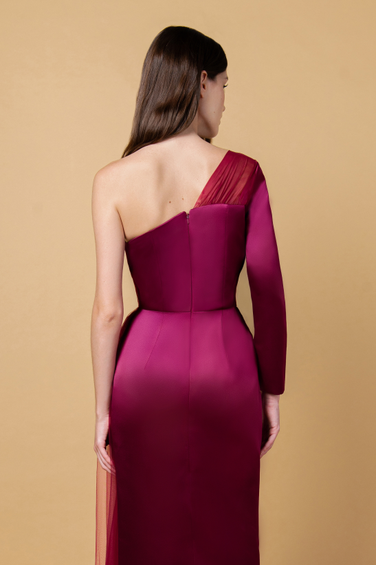 Maroon Taffeta Tulle Dress