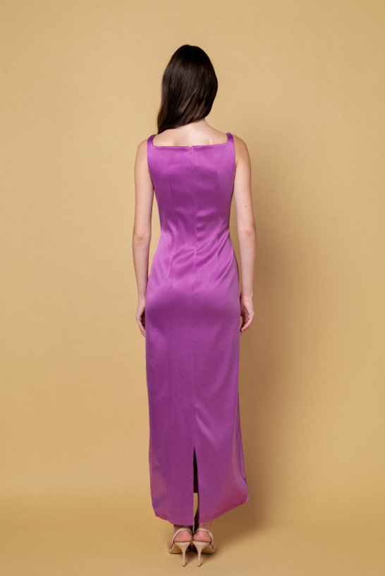 Square Neck Purple Dress