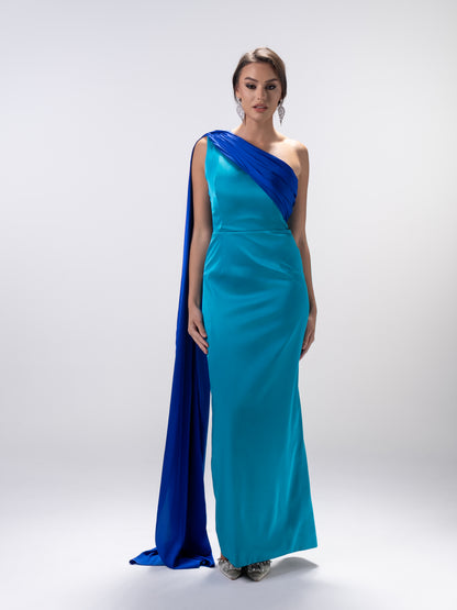 Turquoise Blue Draped Dress
