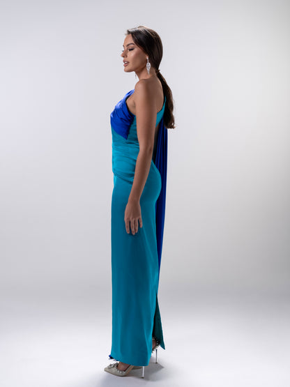 Turquoise Blue Draped Dress
