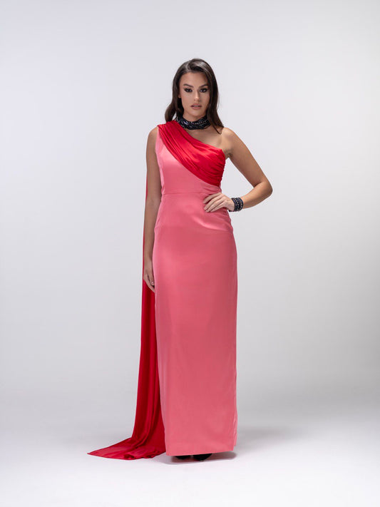 Pink Raspberry Silk Draped Dress
