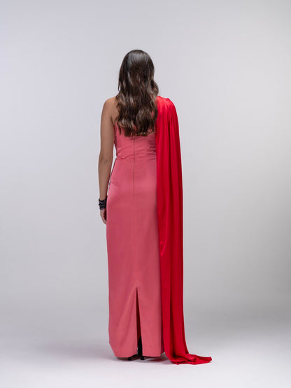 Pink Raspberry Silk Draped Dress