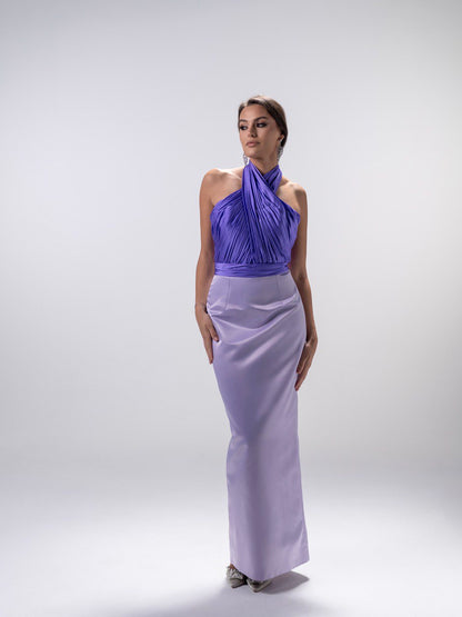 Purple Lavender Halter Neck Dress