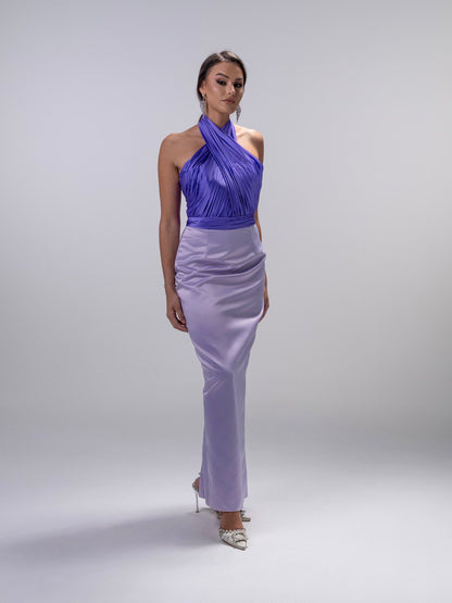 Purple Lavender Halter Neck Dress