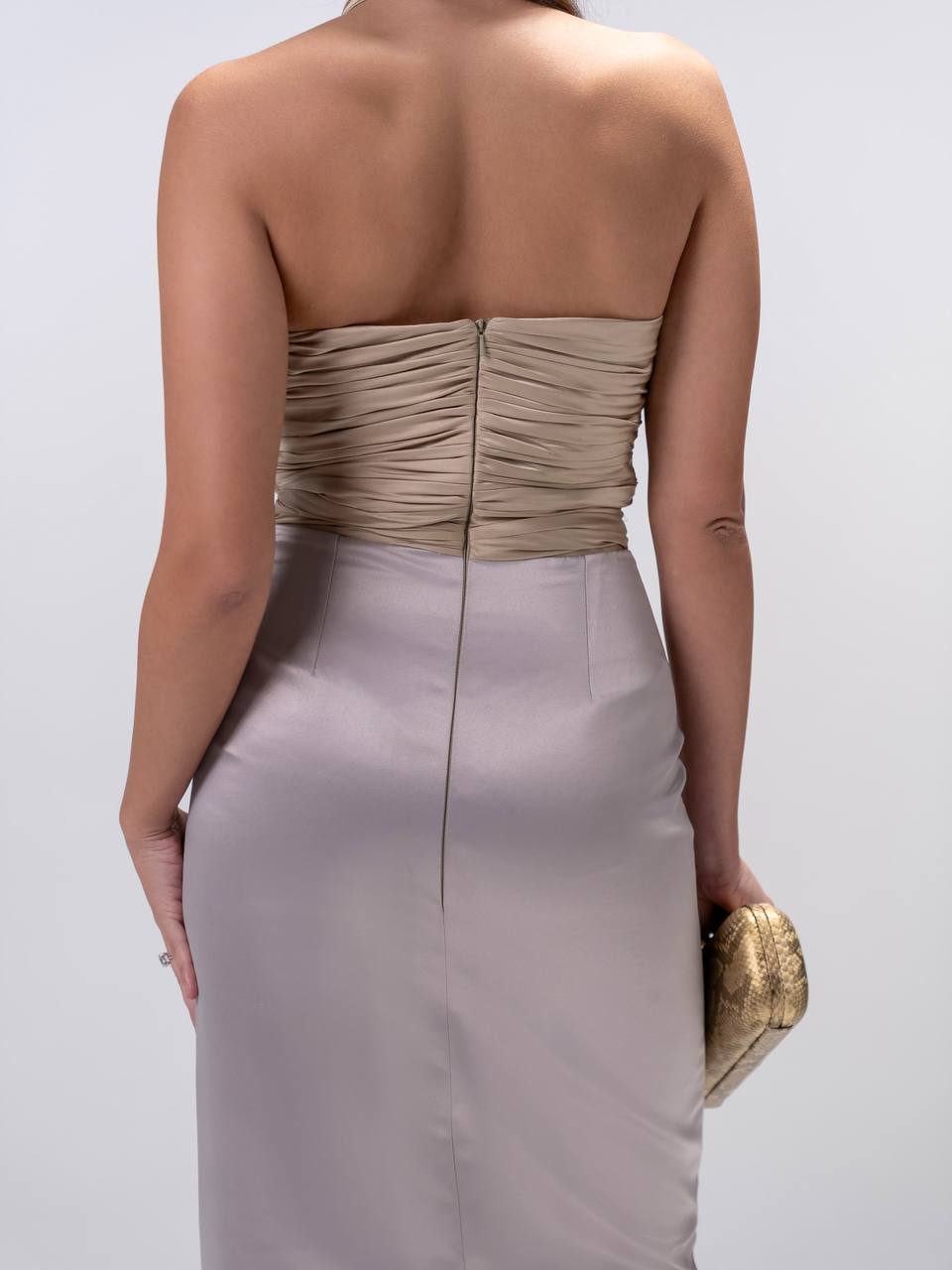 Gold Silver Halter Neck Dress