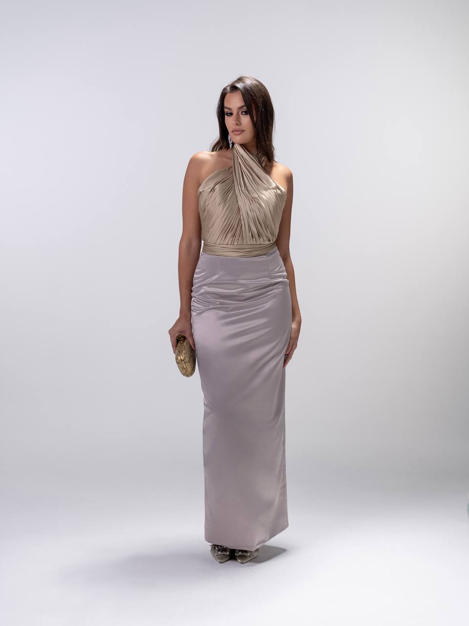 Gold Silver Halter Neck Dress