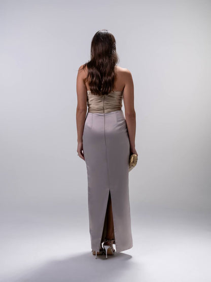 Gold Silver Halter Neck Dress