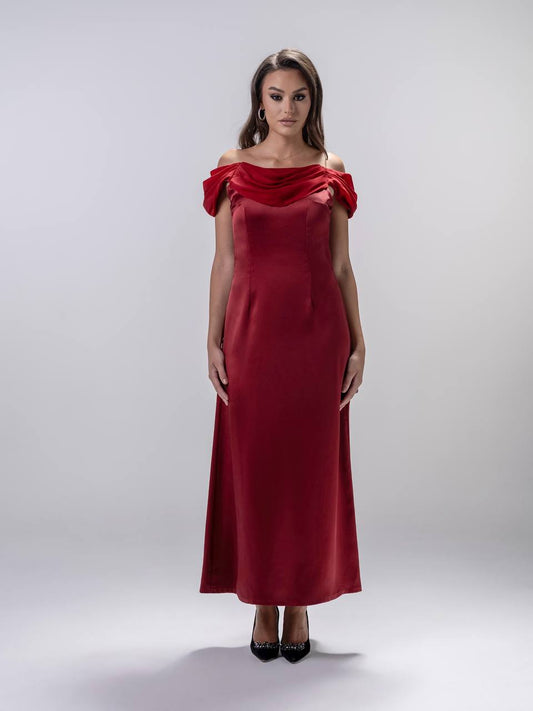Maroon Silk Crepe Dress