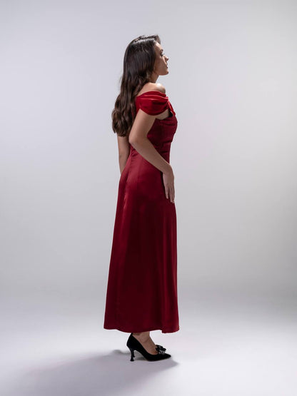 Maroon Silk Crepe Dress