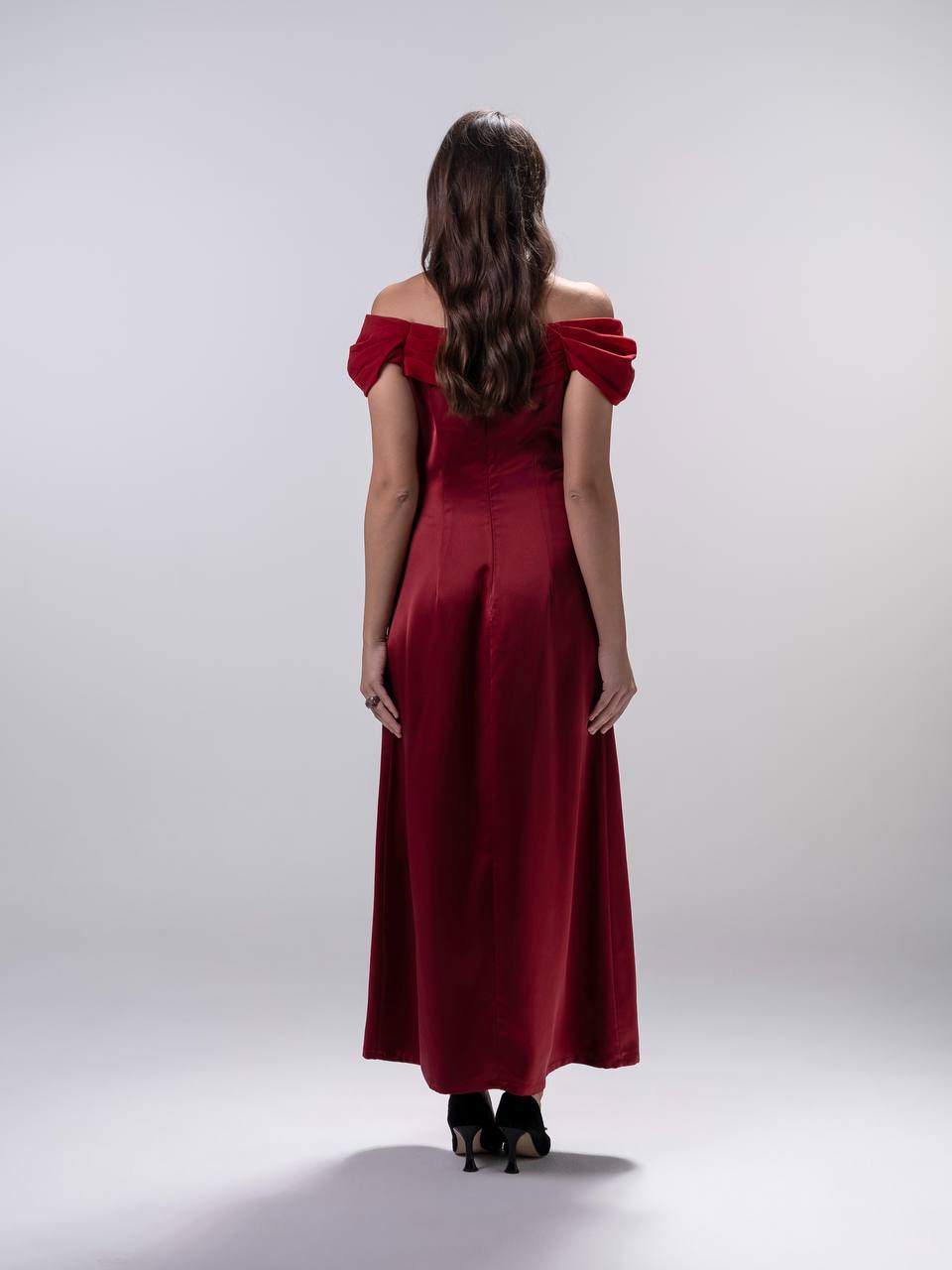 Maroon Silk Crepe Dress