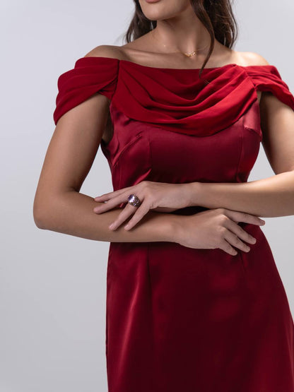 Maroon Silk Crepe Dress