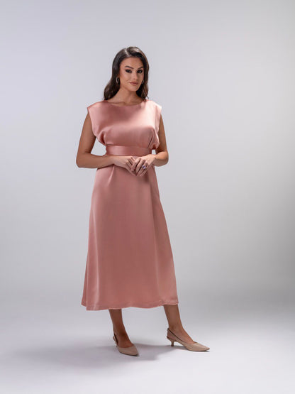 Golden Peach Embellished Tulle Dress