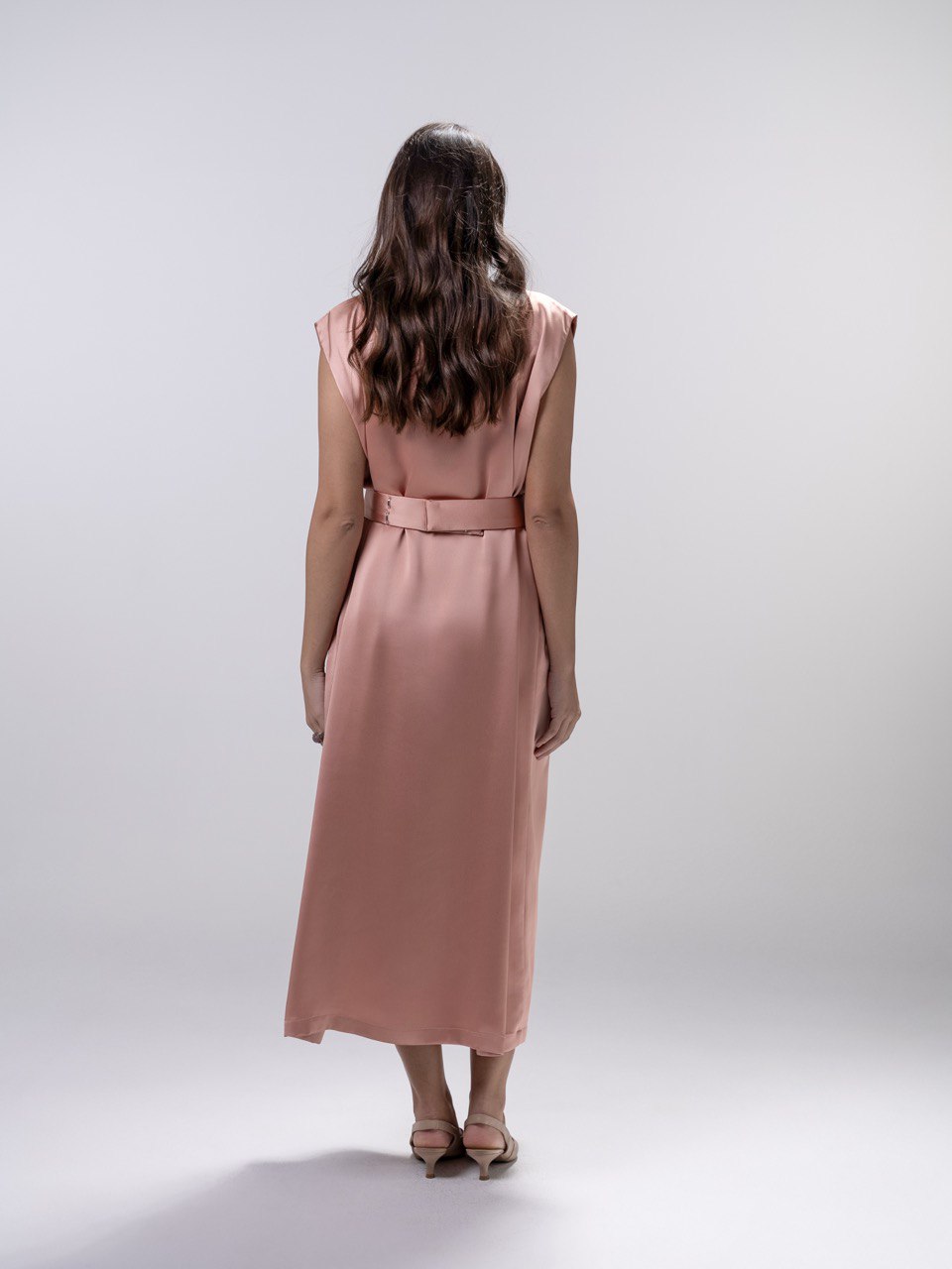 Golden Peach Embellished Tulle Dress