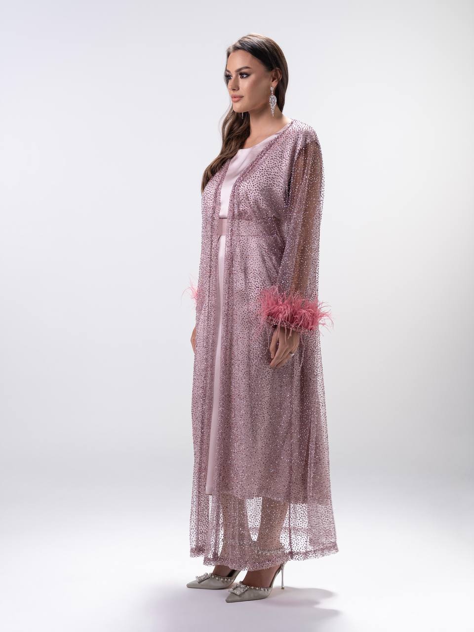 Dusty Pink Embellished Tulle Dress