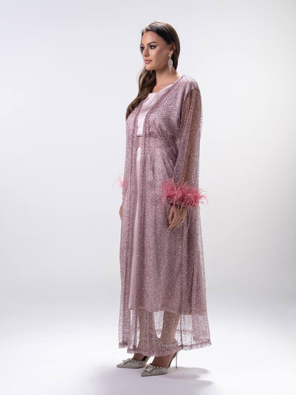 Dusty Pink Embellished Tulle Dress