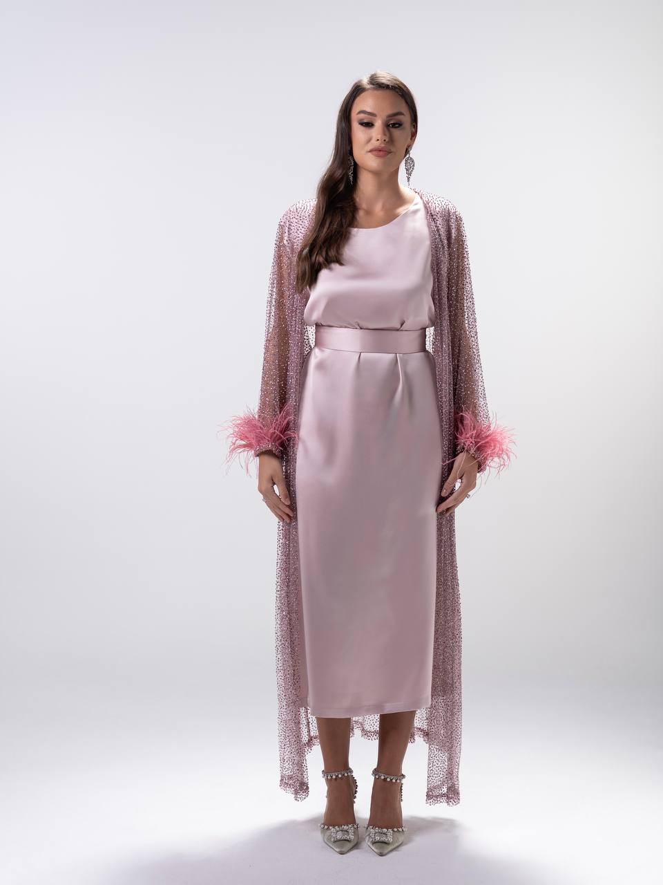 Dusty Pink Embellished Tulle Dress