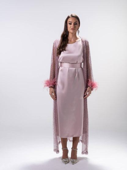 Dusty Pink Embellished Tulle Dress