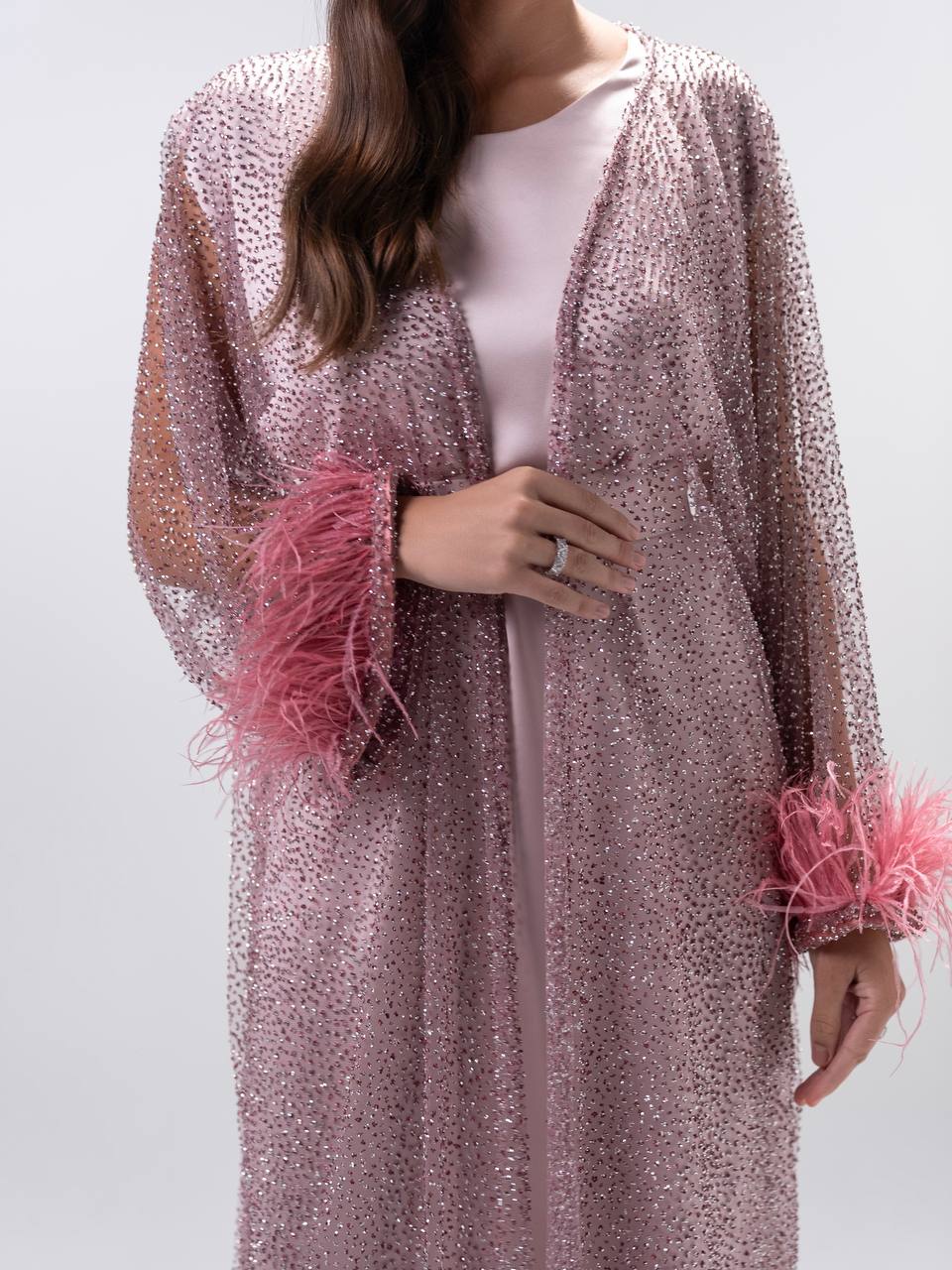 Dusty Pink Embellished Tulle Dress