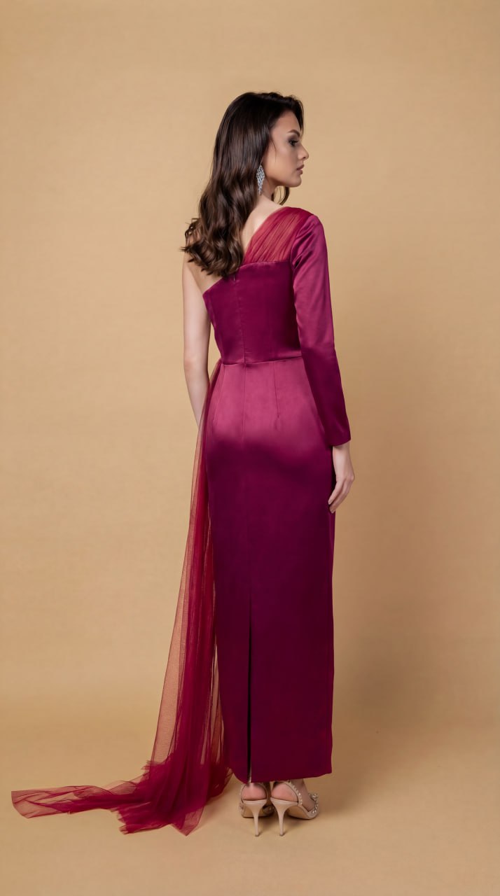 Maroon Taffeta Tulle Dress