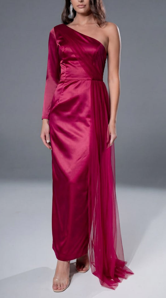 Maroon Taffeta Tulle Dress