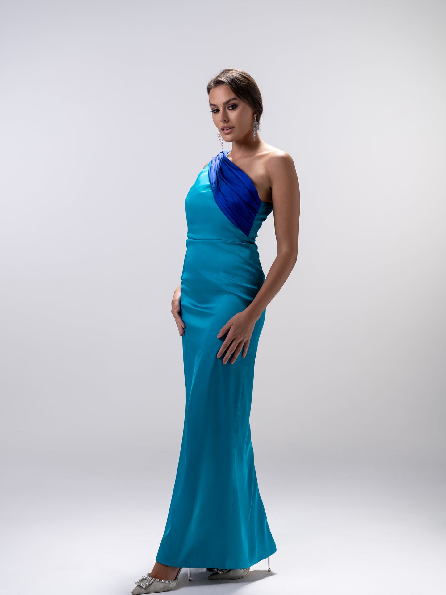 Turquoise Blue Draped Dress