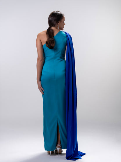 Turquoise Blue Draped Dress
