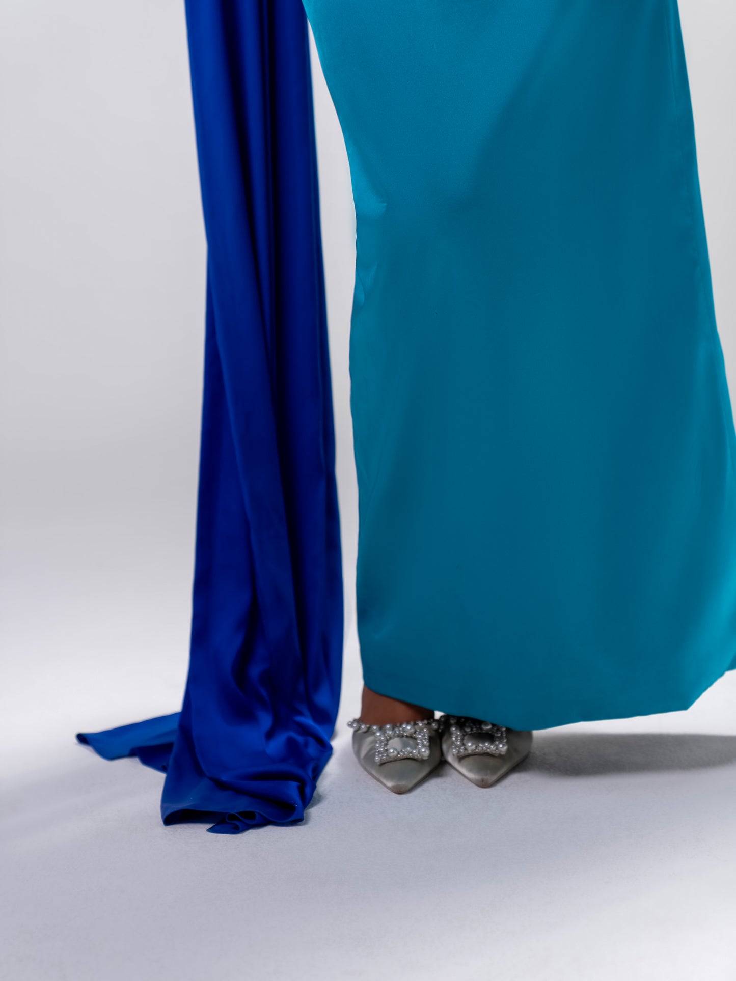 Turquoise Blue Draped Dress