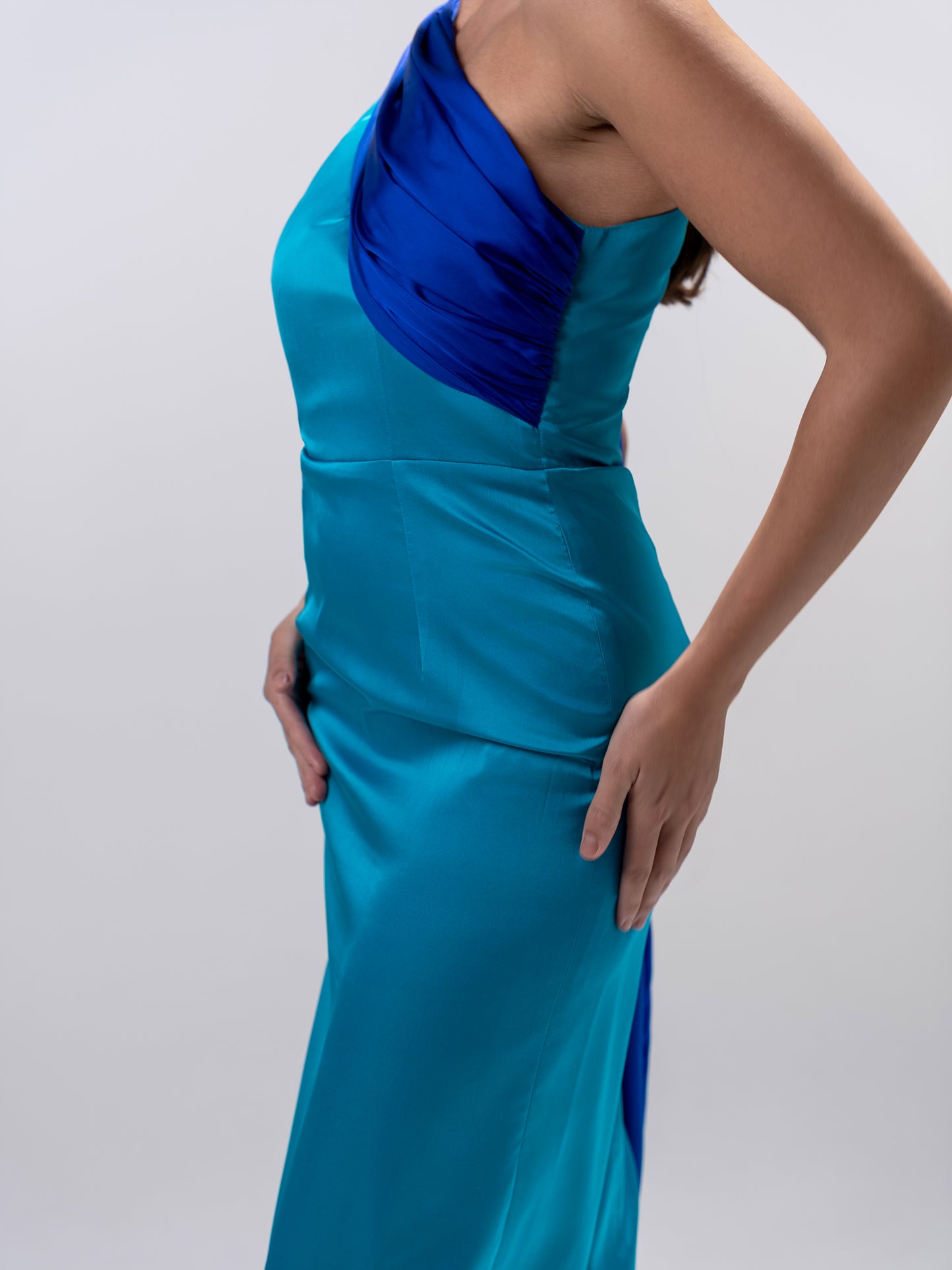 Turquoise Blue Draped Dress
