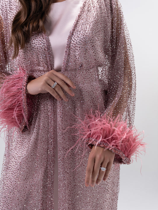 Dusty Pink Embellished Tulle Dress