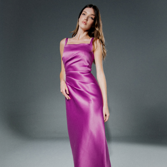 Square Neck Purple Dress