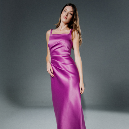 Square Neck Purple Dress