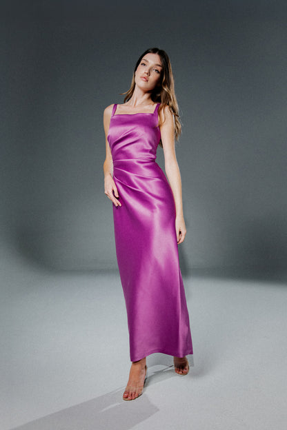 Square Neck Purple Dress