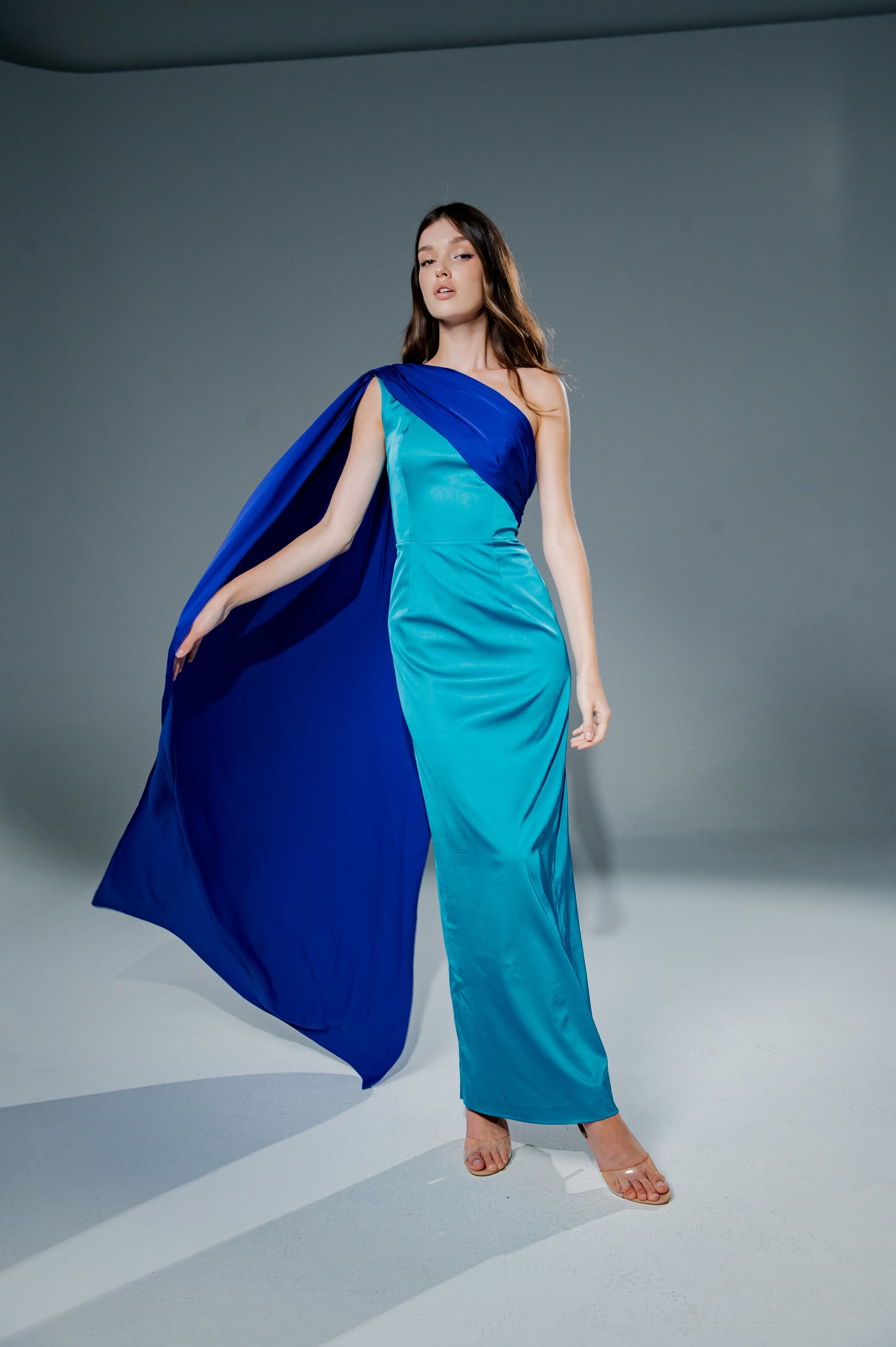 Turquoise Blue Draped Dress