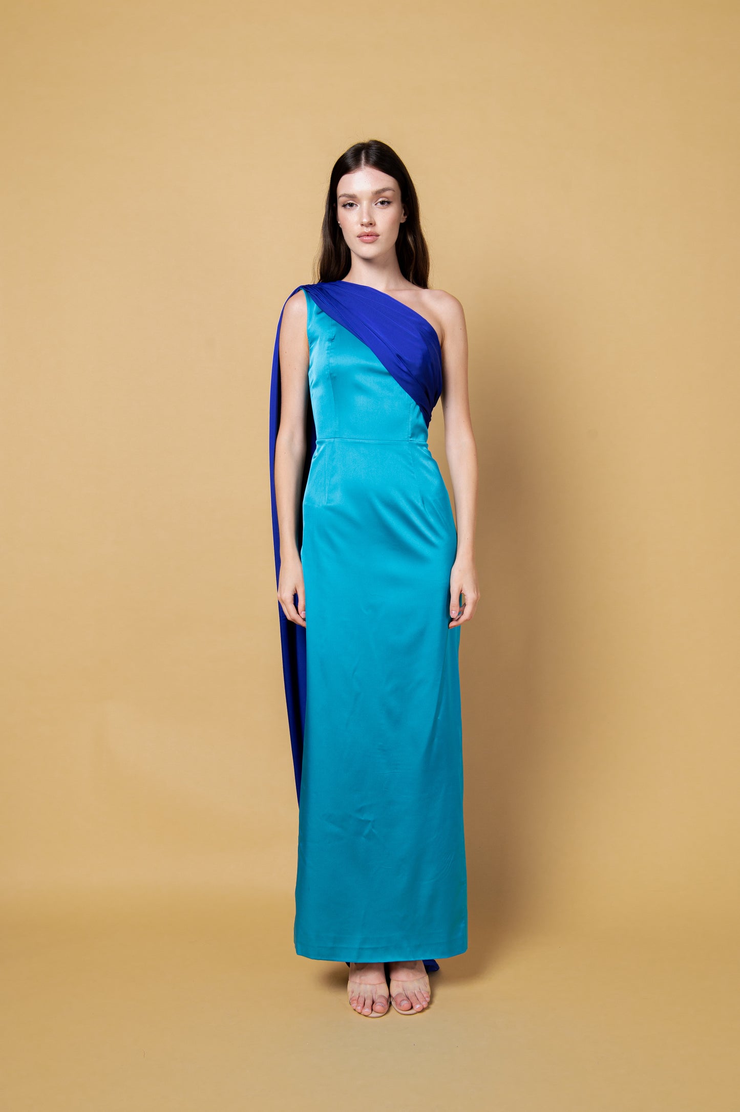 Turquoise Blue Draped Dress