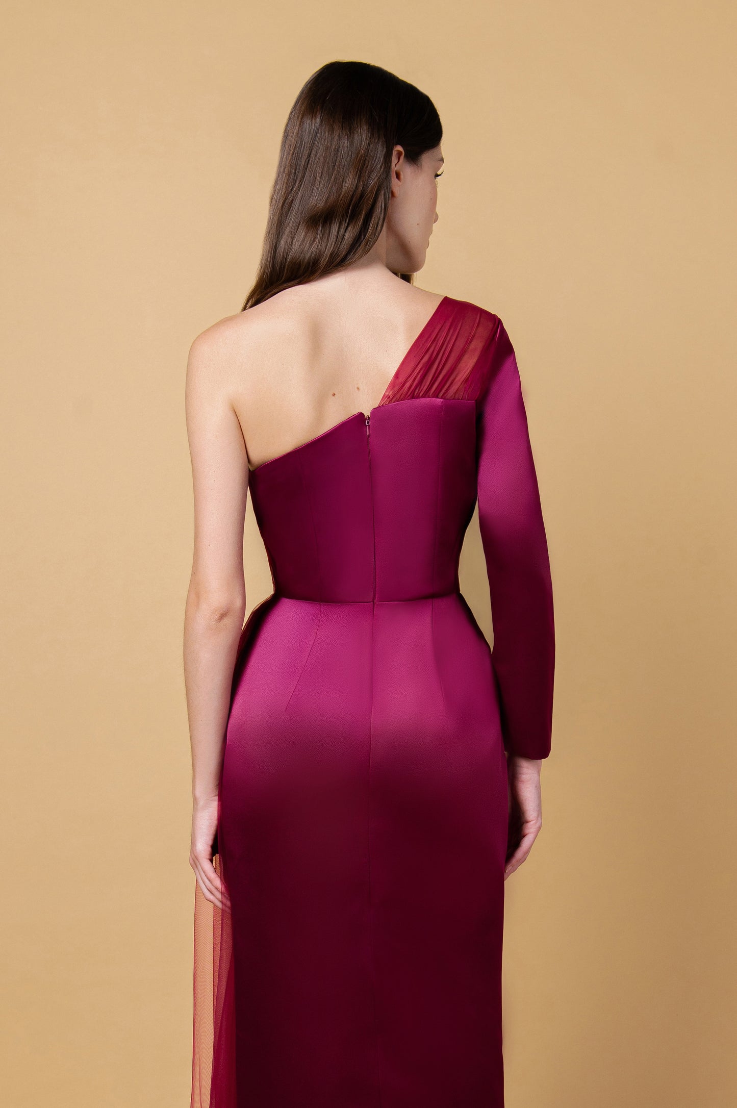 Maroon Taffeta Tulle Dress